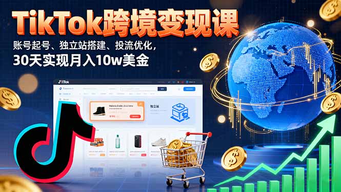 TikTok跨境变现课:账号起号、独立站搭建、投流优化,30天实现月入10w美金-智通