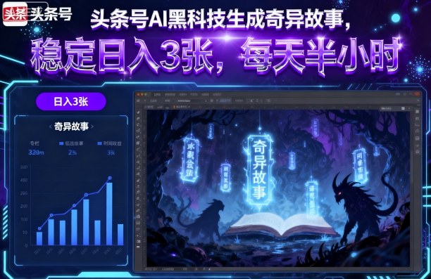 头条号AI黑科技生成奇异故事,稳定日入3张,每天半小时-智通