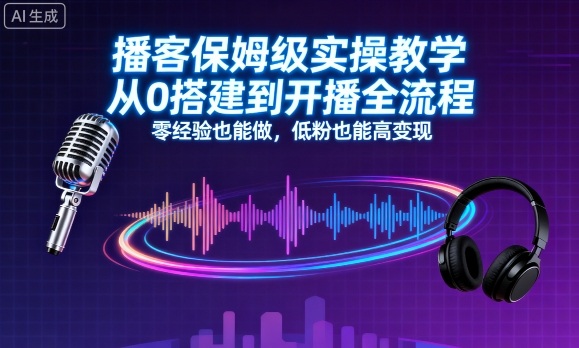 播客保姆级实操教学,从0搭建到开播全流程,零经验也能做,低粉也能高变现-智通