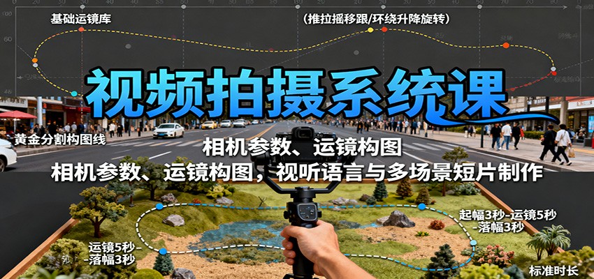 视频拍摄系统课:相机参数、运镜构图,视听语言与多场景短片制作-智通