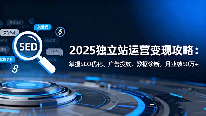 2025独立站运营变现攻略:掌握SEO优化、广告投放、数据诊断,月业绩50万+-智通