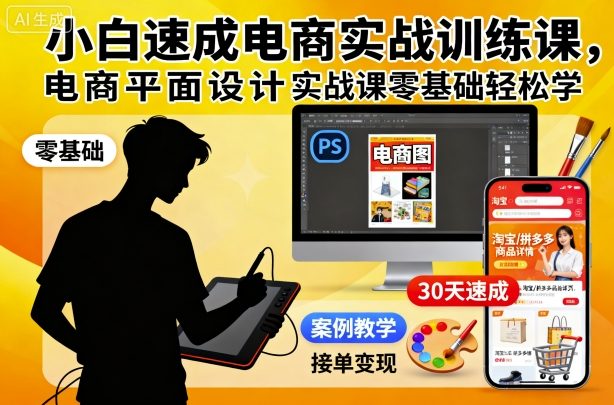 小白速成电商实战训练课,电商平面设计实战课零基础轻松学-智通