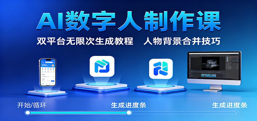 AI数字人制作课:双平台无限次生成教程,人物背景合并技巧-智通