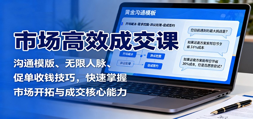 市场高效成交课:沟通模版、无限人脉、促单收钱技巧,快速掌握市场开拓与成交核心能力-智通