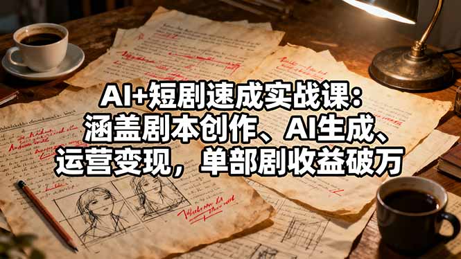 AI+短剧速成实战课:涵盖剧本创作、AI生成、运营变现,单部剧收益破万-智通