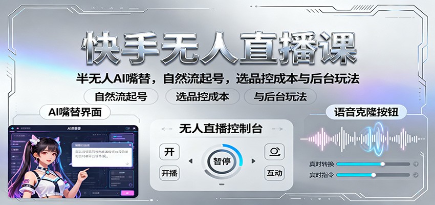 快手无人直播课:半无人AI嘴替,自然流起号,选品控成本与后台玩法-智通
