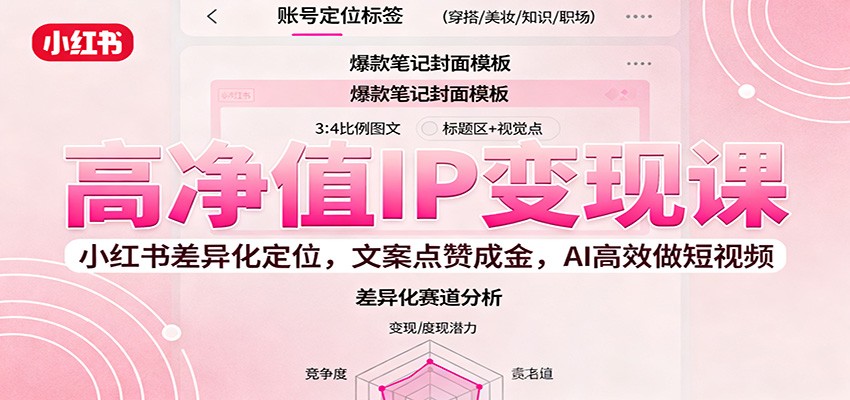 高净值IP变现课:小红书差异化定位,文案点赞成金, AI高效做短视频-智通