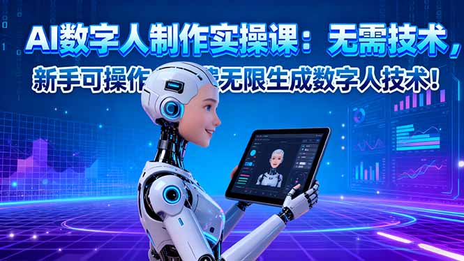 AI数字人制作实操课:无需技术,新手可操作,免费无限生成数字人技术!-智通