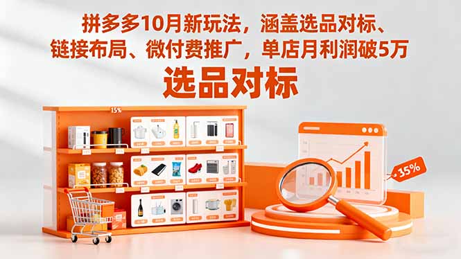 拼多多10月新玩法,涵盖选品对标、链接布局、微付费推广,单店月利润破5万-智通