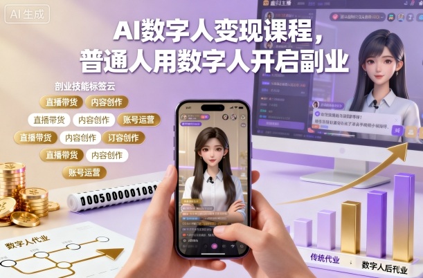 AI数字人变现课程,普通人用数字人开启副业-智通