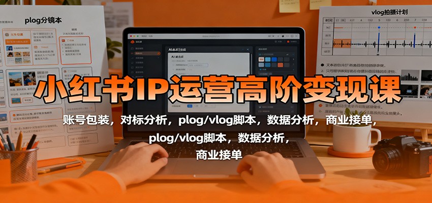 小红书IP运营高阶变现课：账号包装，对标分析，plog/vlog脚本，数据分析，商业接单-智通网创